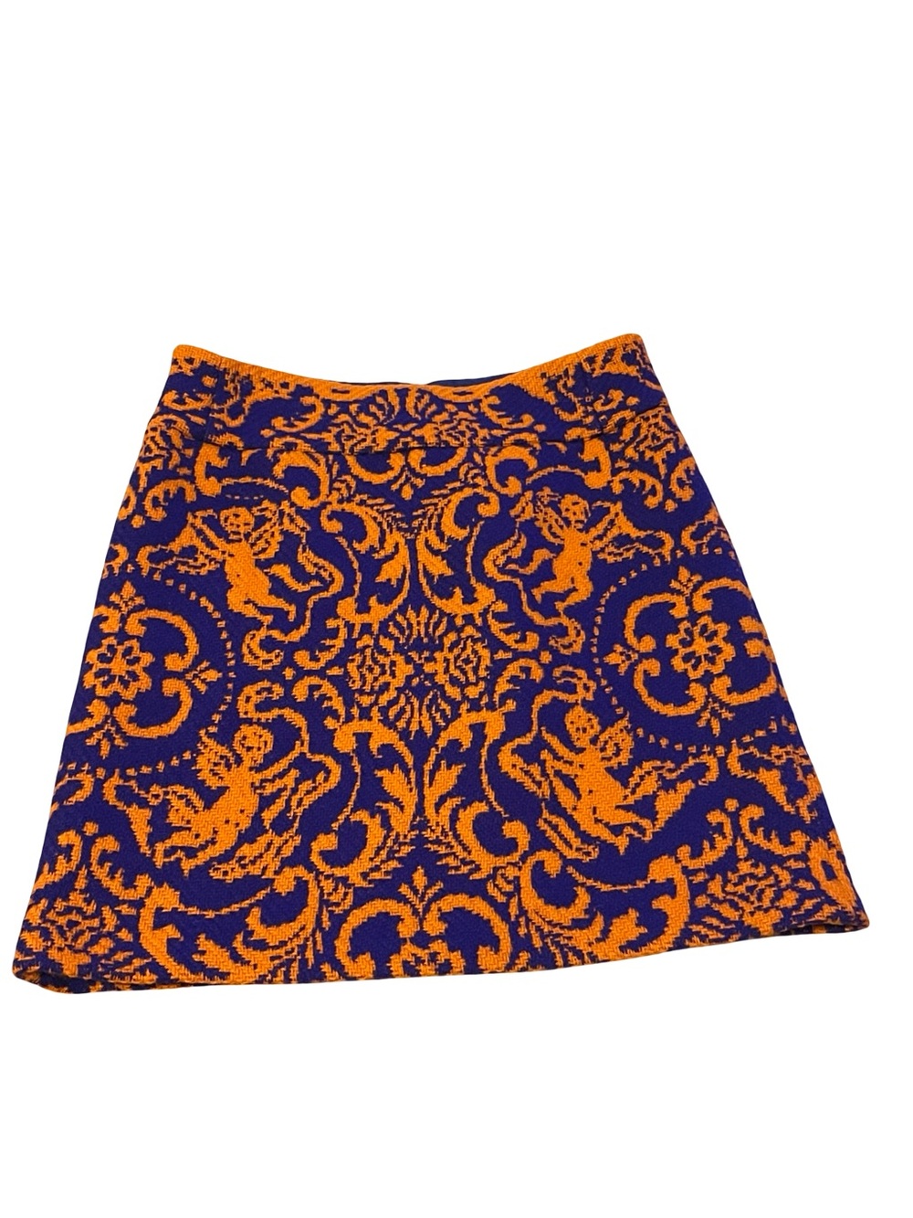 J. McLaughlin Purple Orange Tapestry Wool Skirt - wool skirt with cool print